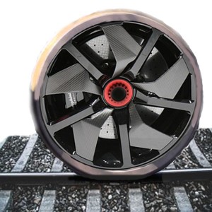 Carbon fiber railroad track wheels for vehicles start at $670 per wheel.