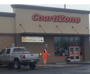 Confused motorist Pattycake Dowdy tries to find the traffic court entrance