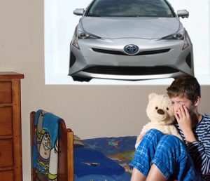 Seven-year-old Hewitt Larch was plagued by nightmares caused by a Prius poster in his bedroom