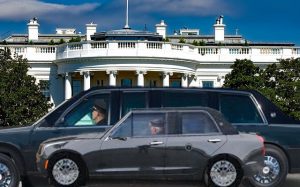 It does seem a little small: President Trump's limo dwarfs Pence's new Cadillac ATS-based car